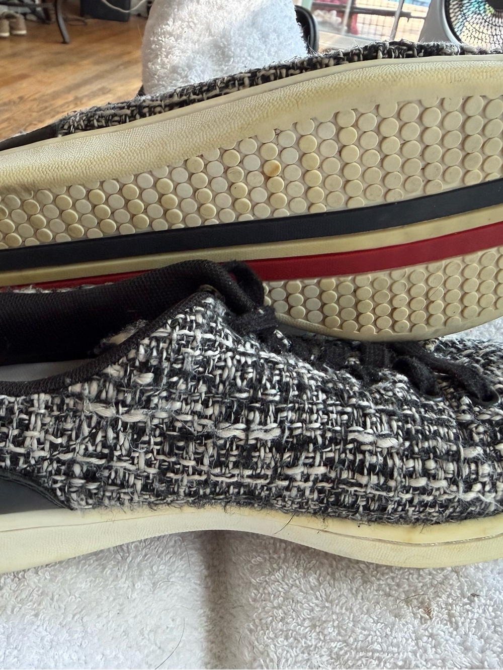 Ellen Degeneres Black & White Tweed Slip-On Flats